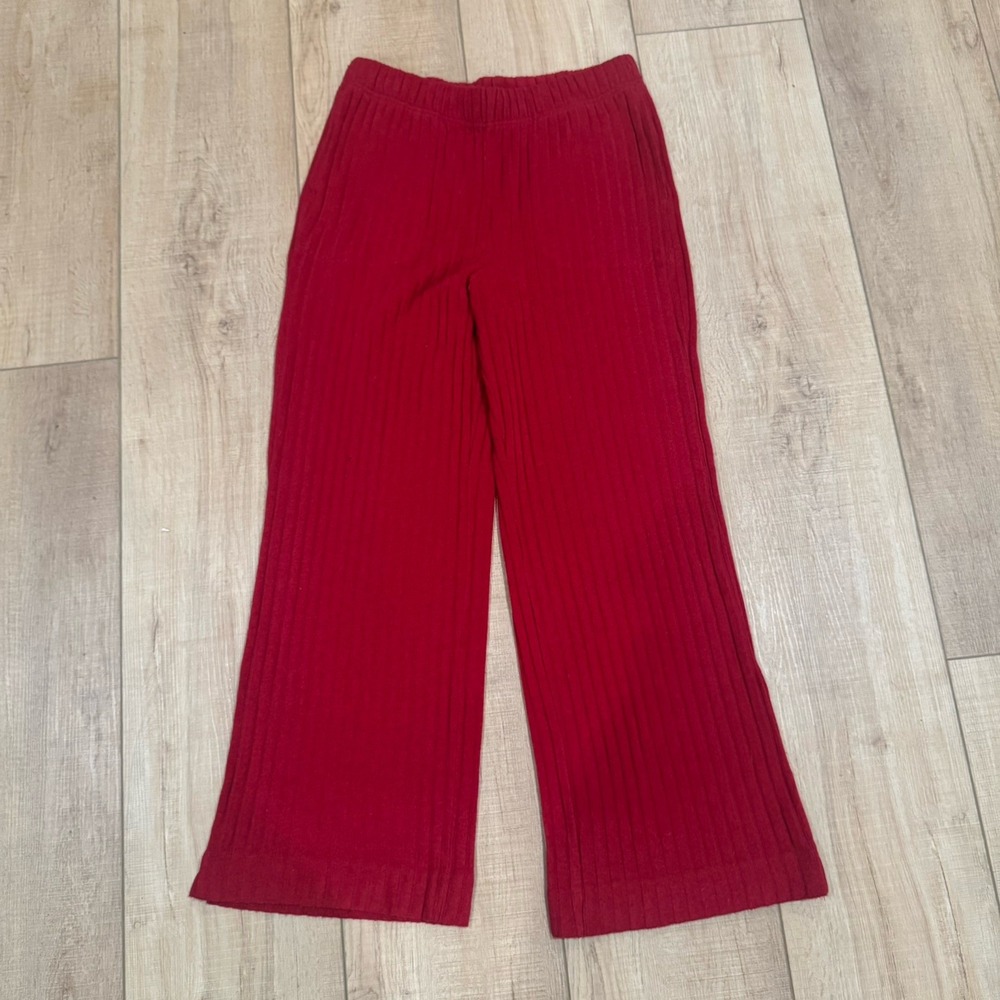 GAP Body Red Ribbed Flare Leg Elastic Waist Lounge Pull On Pants Women's Medium